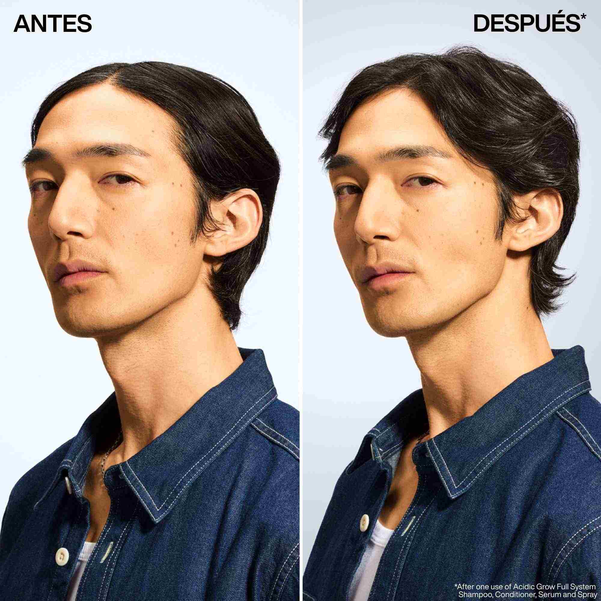 antes y después de usar acidic grow full redken